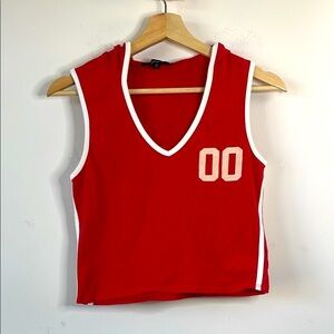 Papaya Red Sleeveless Crop Jersey
